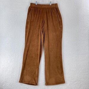 SKIMS Brown Velour Track Style Pants Womens Pull On Wide-Leg Stretch Size Medium